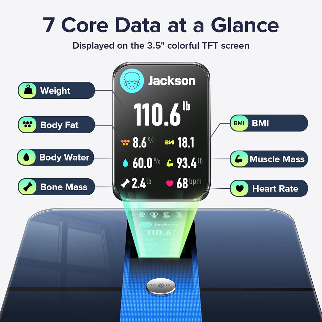 RunStar Smart Bathroom Scale Body Composition Analyzer with BMI and Body Fat

