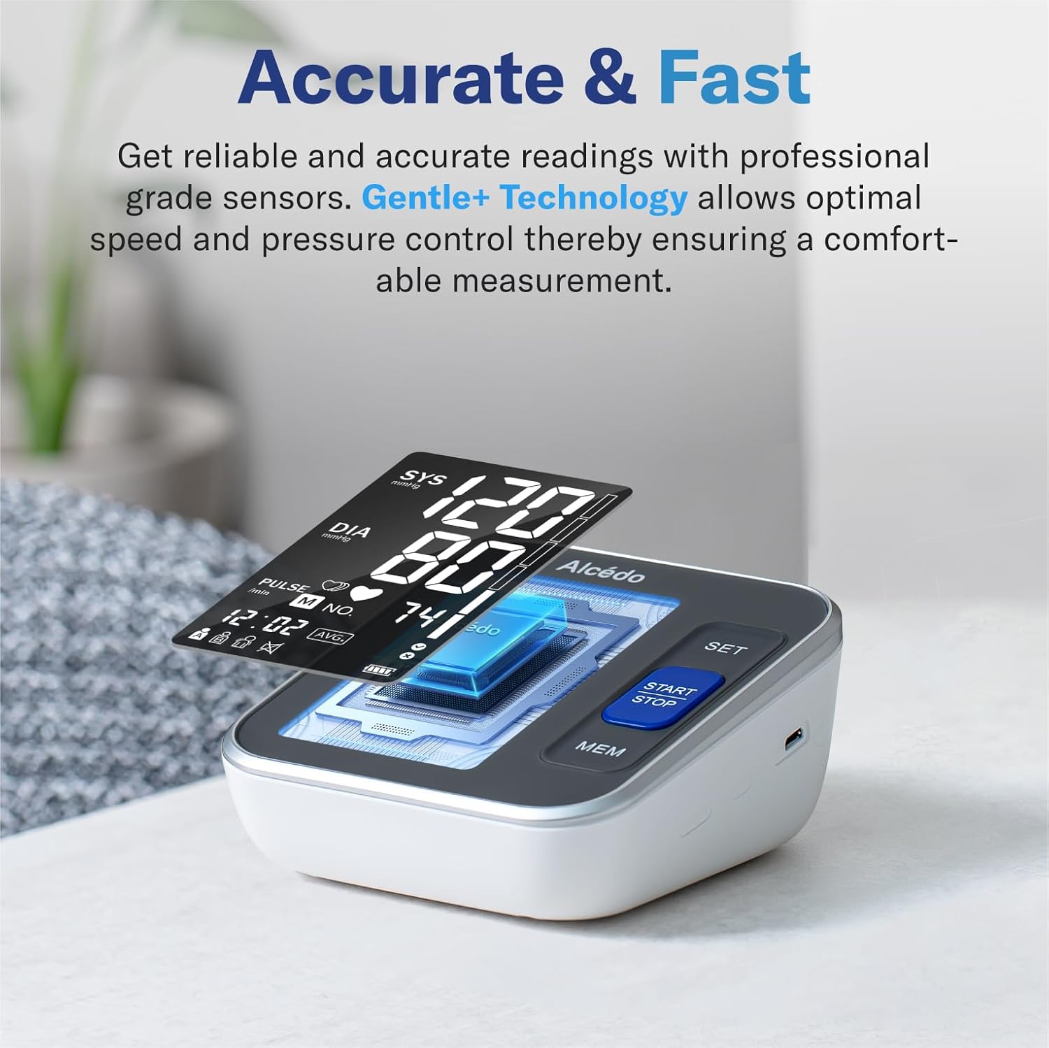 Alcedo Automatic Upper Arm Blood Pressure Monitor Digital BP Machine Wide-Range Cuff

