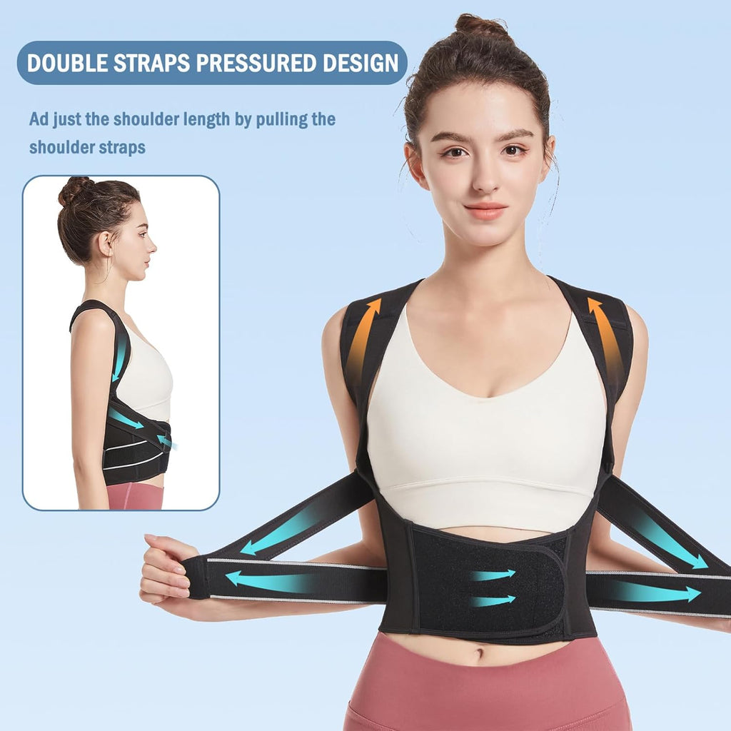 Eicgo Adjustable Posture Corrector Back Brace for Upper & Lower Back Pain Relief

