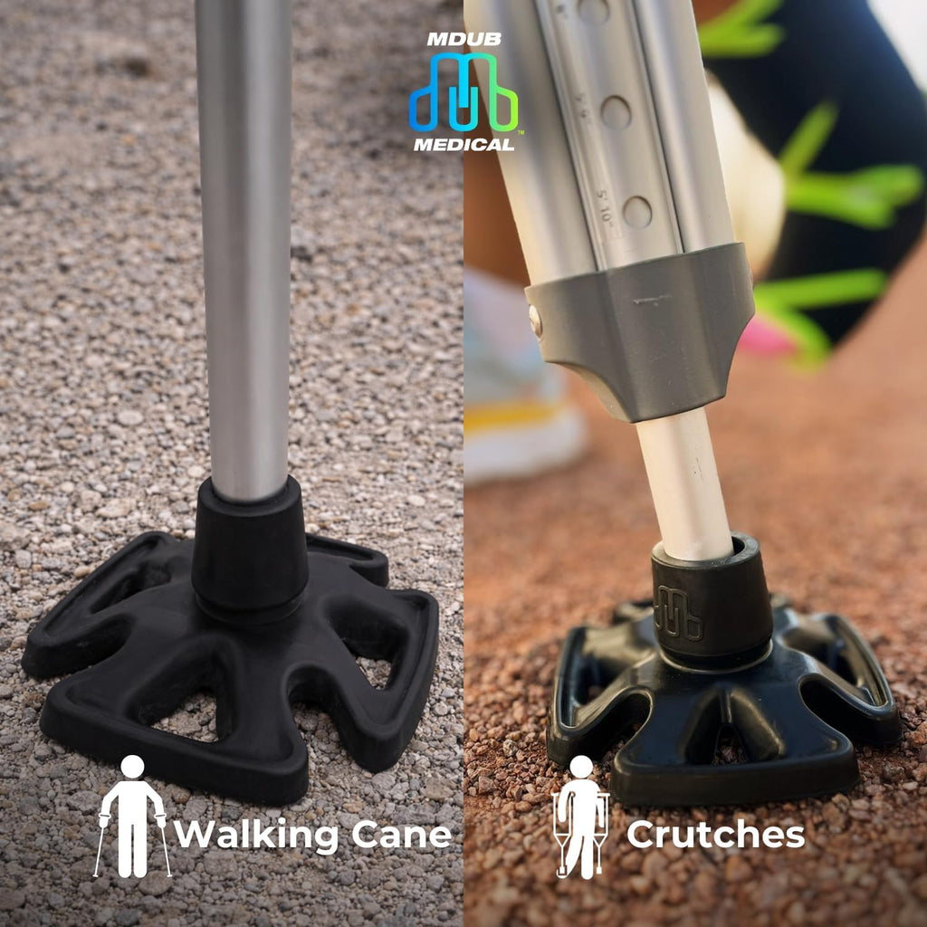 MDUB Medical All-Terrain Cane Feet for Walking Sticks, Heavy-Duty Rubber Traction

