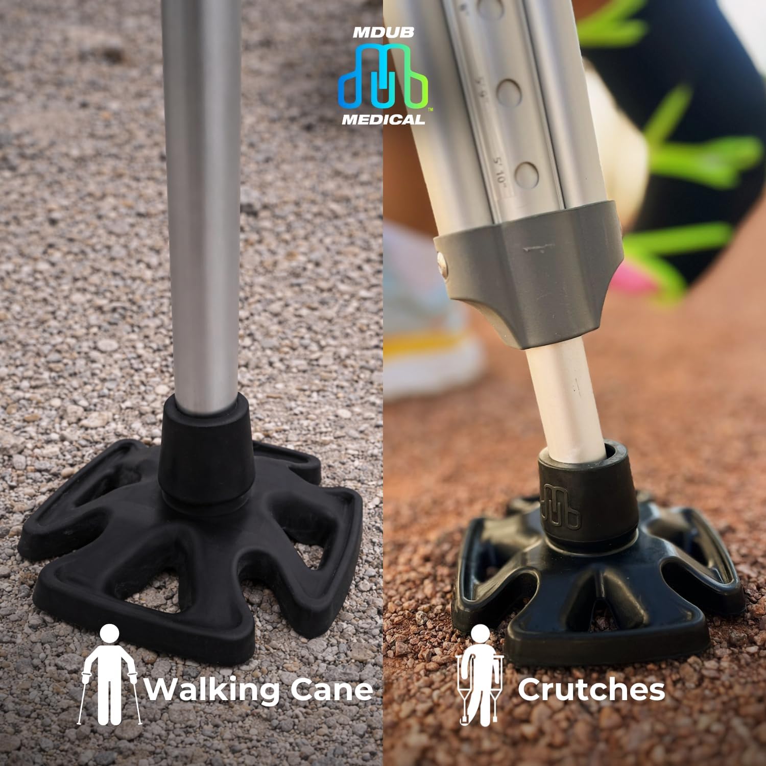MDUB Medical All-Terrain Cane Feet for Walking Sticks, Heavy-Duty Rubber Traction

