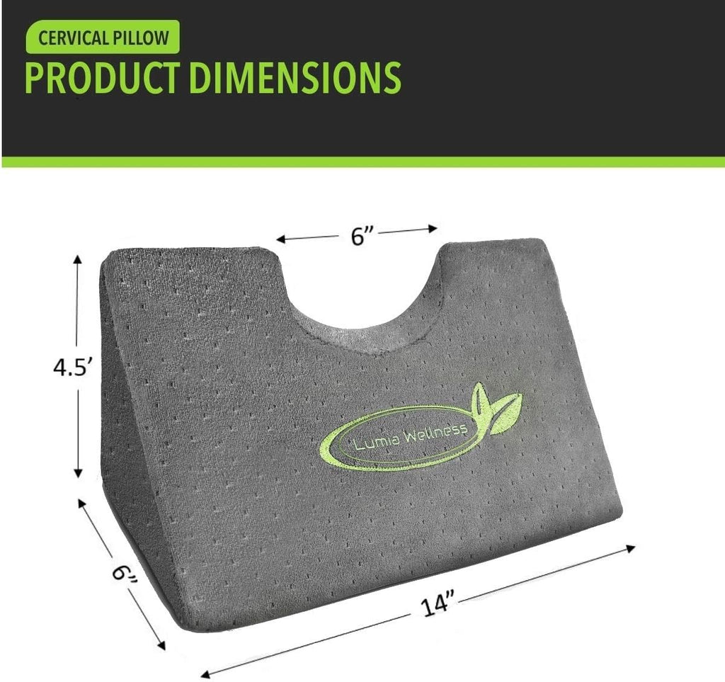 Lumia Wellness Cervical Wedge Pillow for Neck Stretching, Contoured Support

