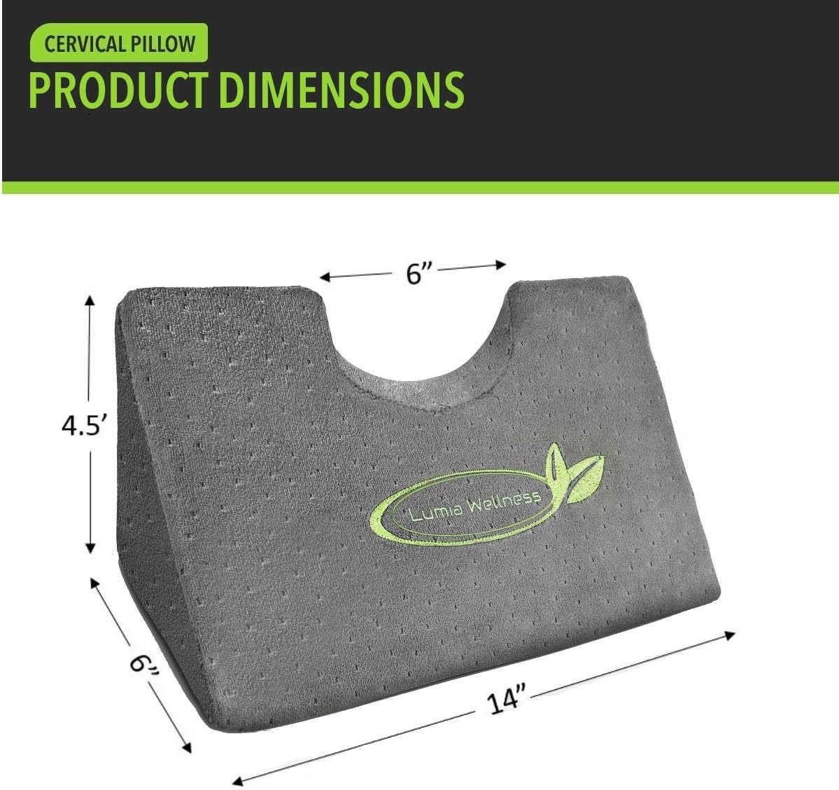 Lumia Wellness Cervical Wedge Pillow for Neck Stretching, Contoured Support

