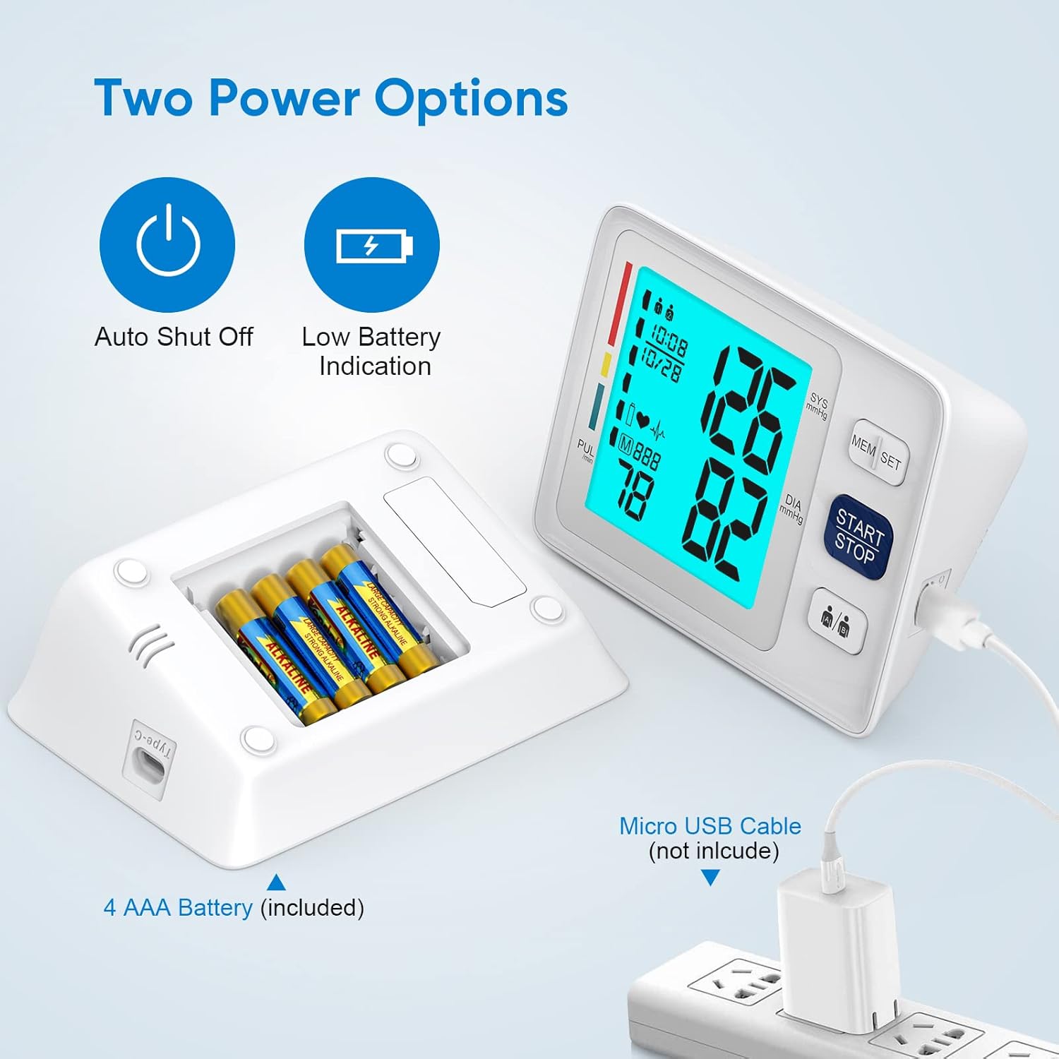 Blood Pressure Machine for Home Use with Backlit Display and Upper Arm Sleeve

