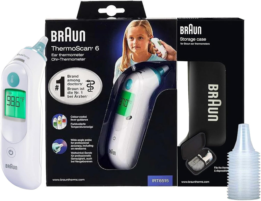 Braun ThermoScan 6 Ear Thermometer IR Technology Color-Coded Display IRT6515

