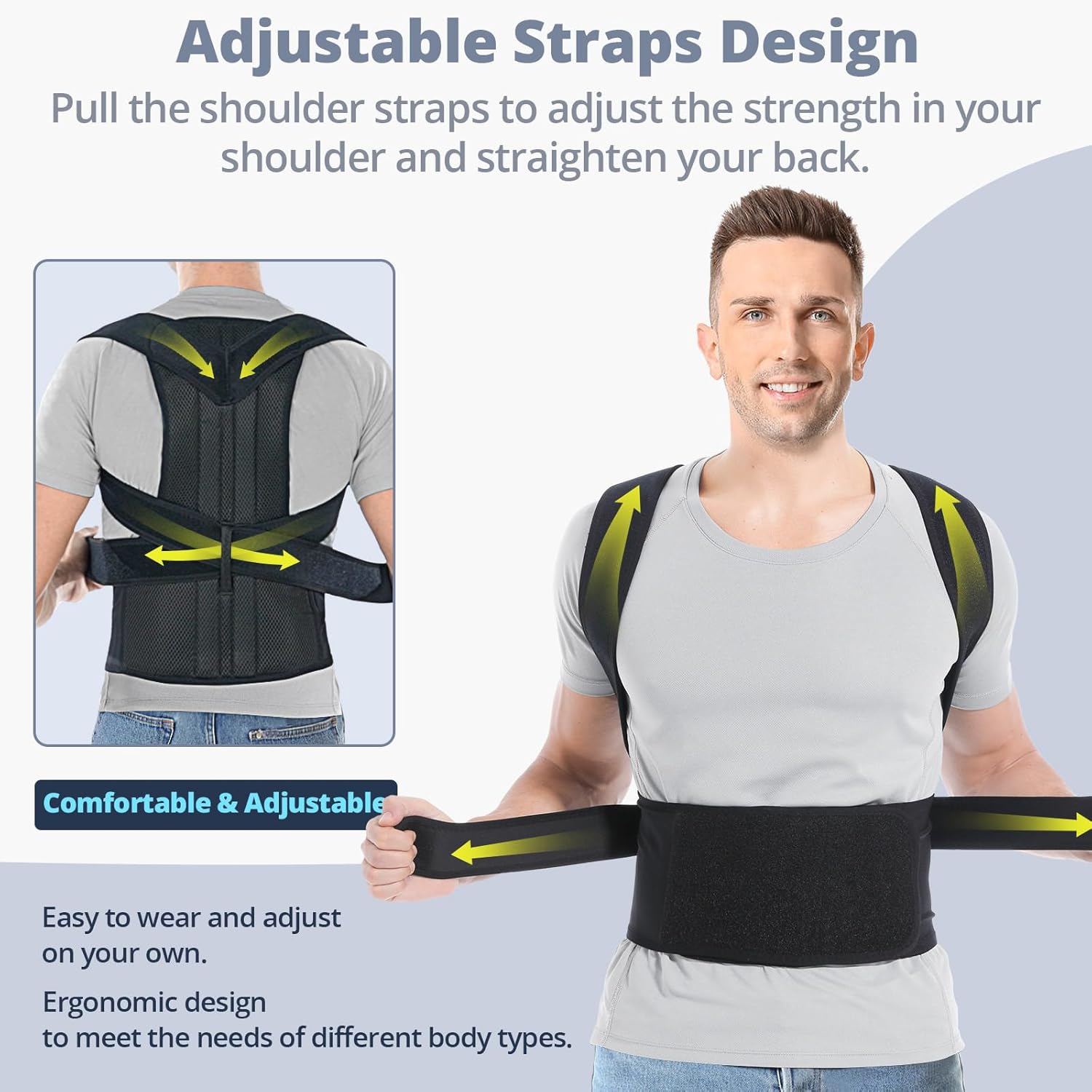 Fitsupport Posture Corrector Back Brace for Men and Women, Lumbar Support

