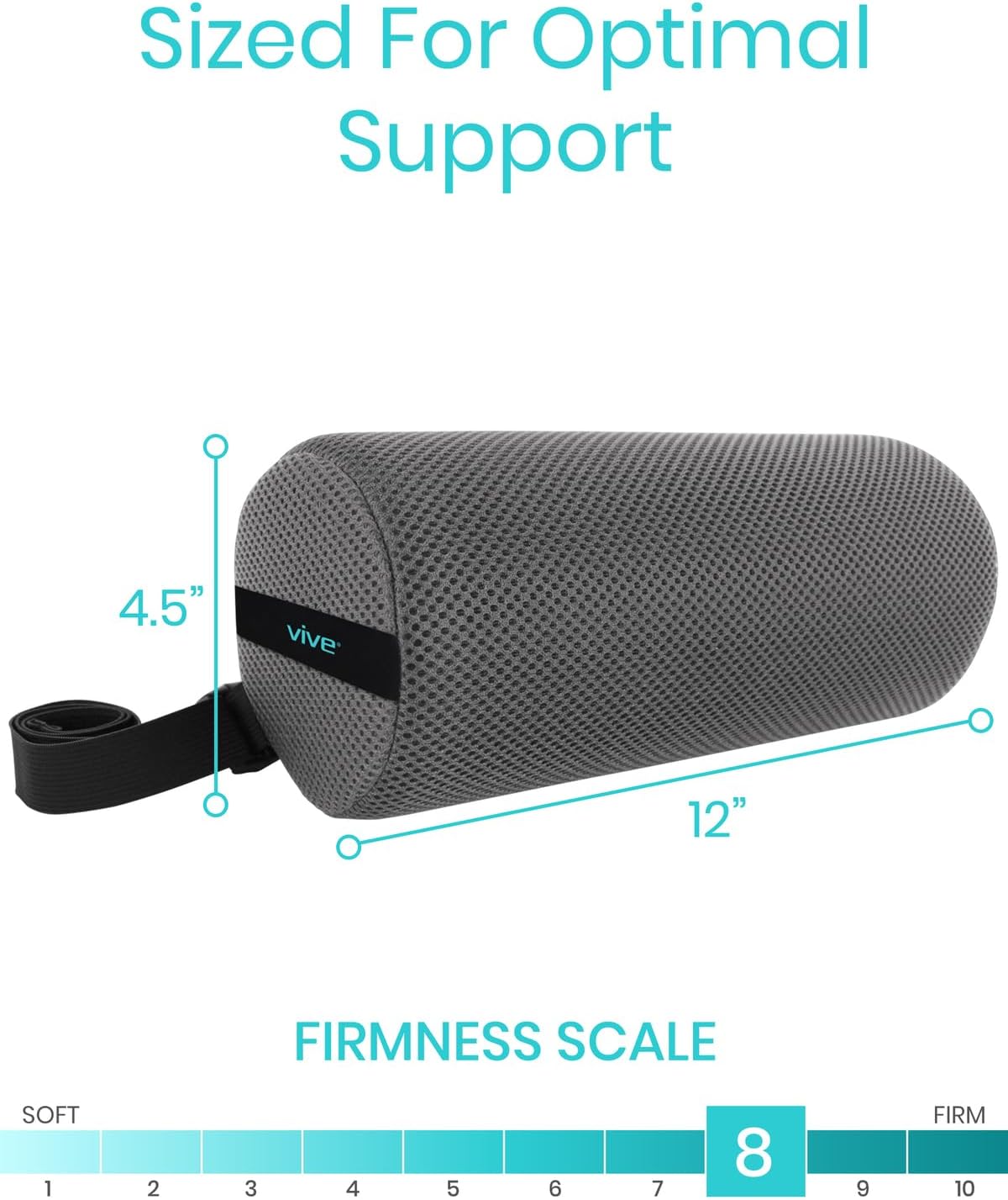 Vive Lumbar Roll Pillow for Lower Back Support, Ergonomic Cushion for Office Chair

