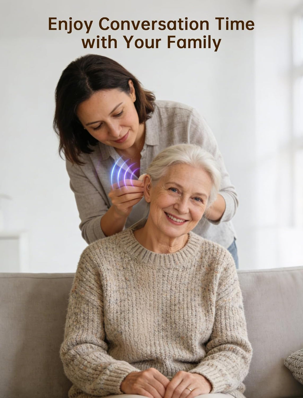 OTC Rechargeable Digital Hearing Aids for Seniors, Noise Cancelling, BTE

