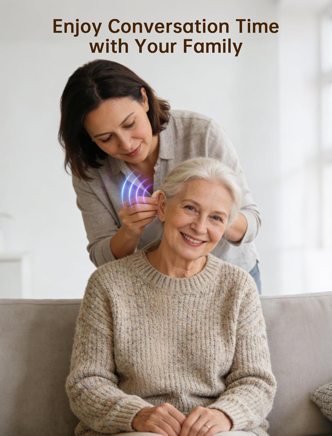 OTC Rechargeable Digital Hearing Aids for Seniors, Noise Cancelling, BTE


