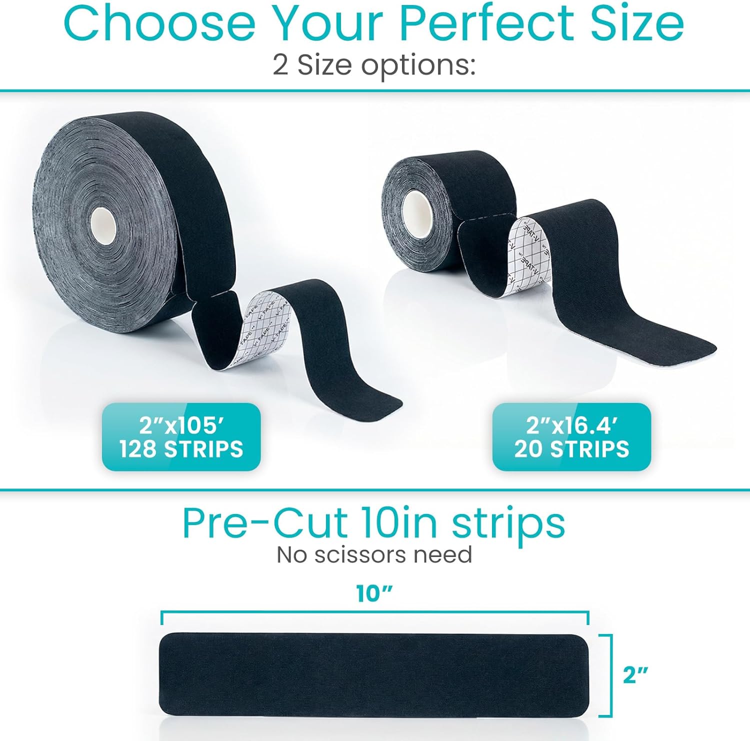 Vive Kinesiology Tape Roll, Precut Sports Strips for Muscle and Joint Support

