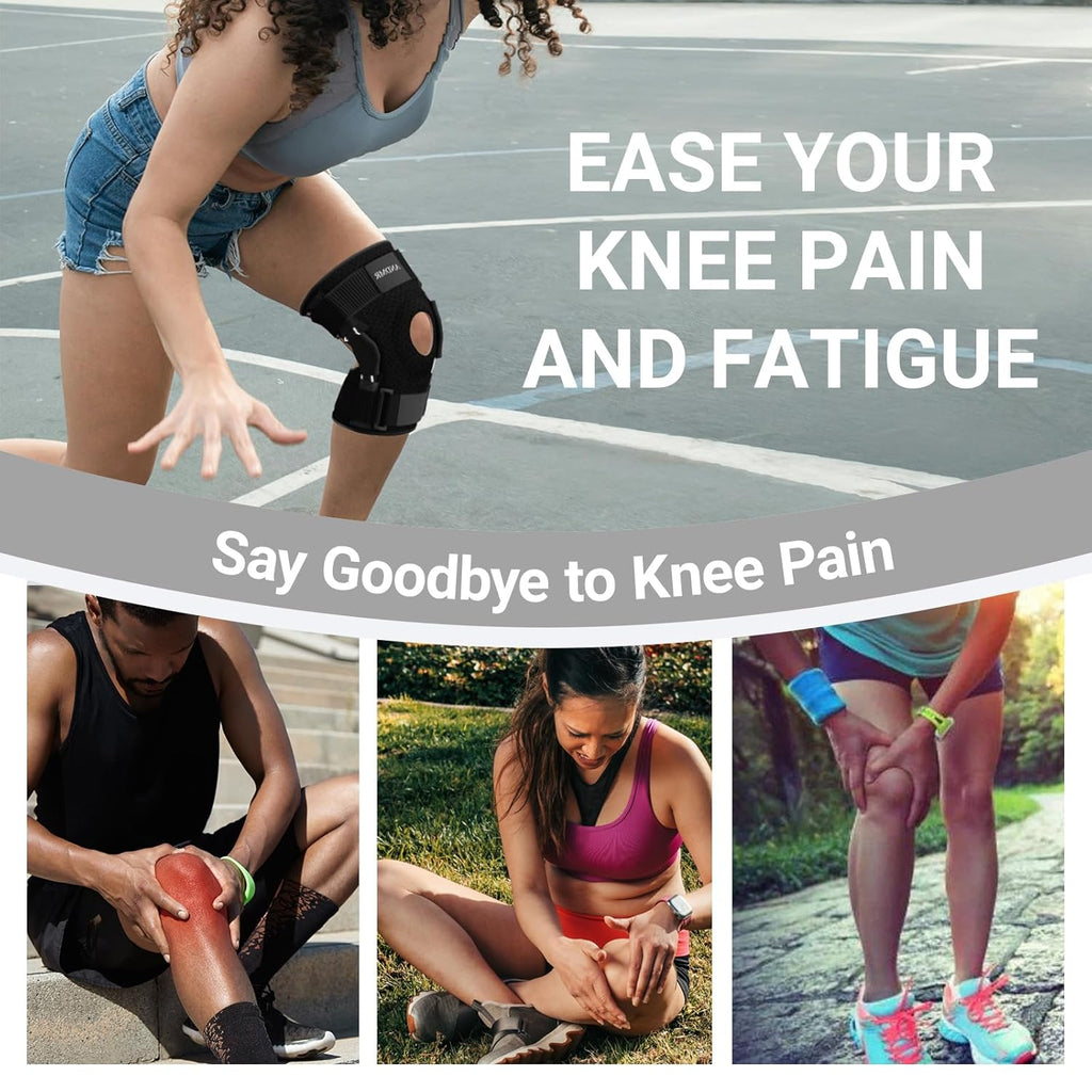 Knee Brace with Removable Dual Hinged Stabilizers and Patella Gel Pads

