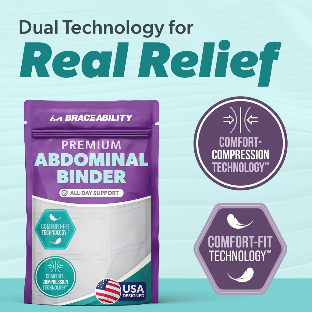 BraceAbility Medical Abdominal Stomach Binder Compression Wrap for Diastasis Recti

