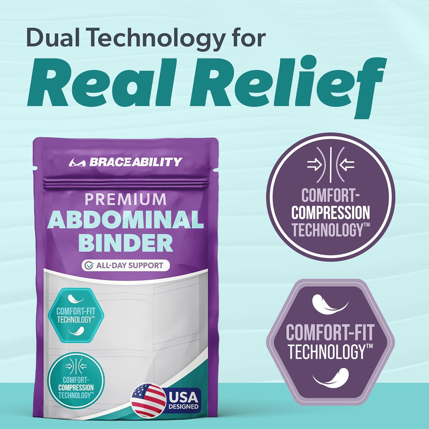 BraceAbility Medical Abdominal Stomach Binder Compression Wrap for Diastasis Recti

