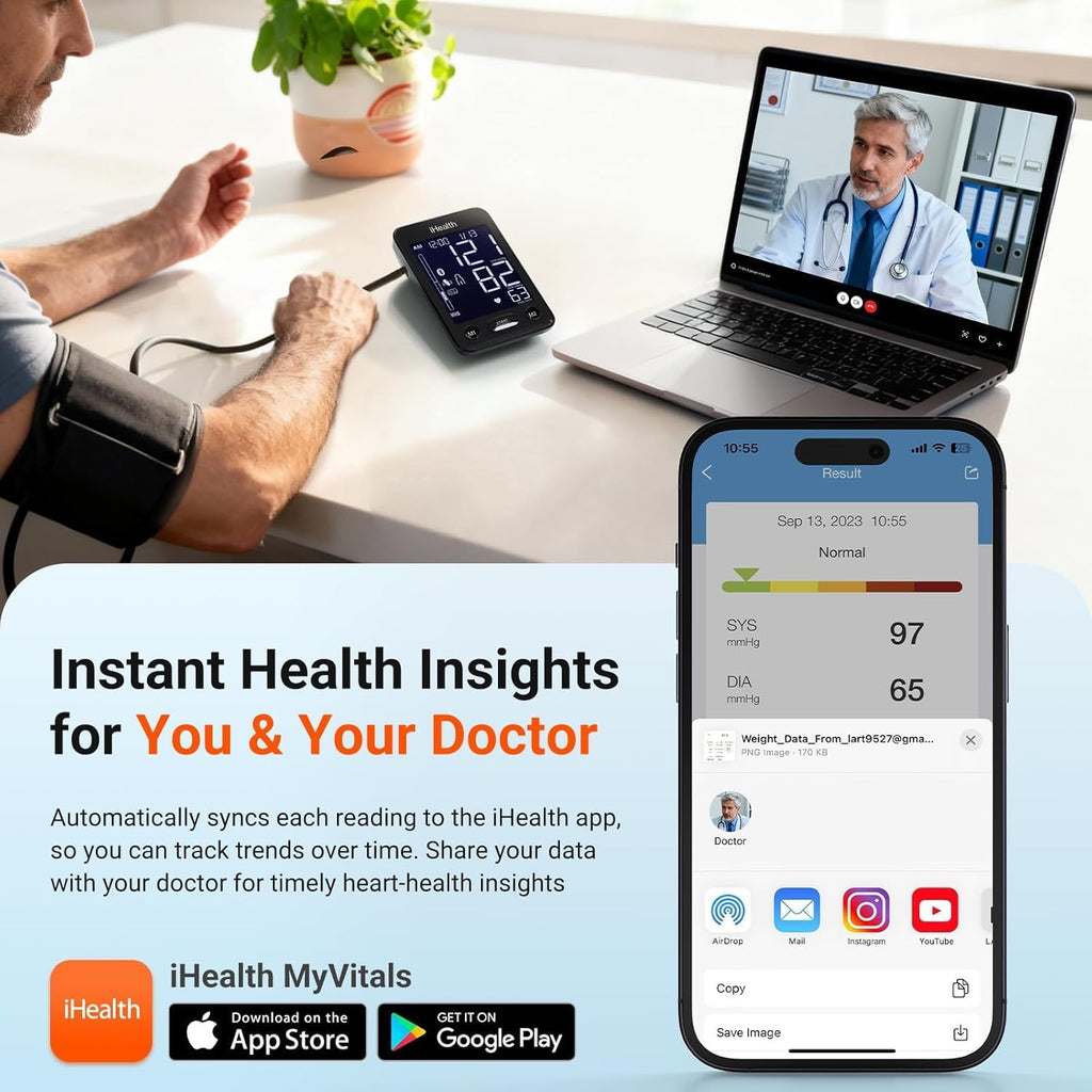 iHealth Accu Blood Pressure Monitor, Large LCD, Bluetooth Sync, Irregular Heartbeat

