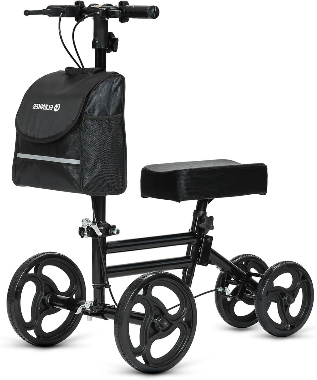 ELENKER Knee Scooter Knee Walker with Dual Braking System, Adjustable, Foldable


