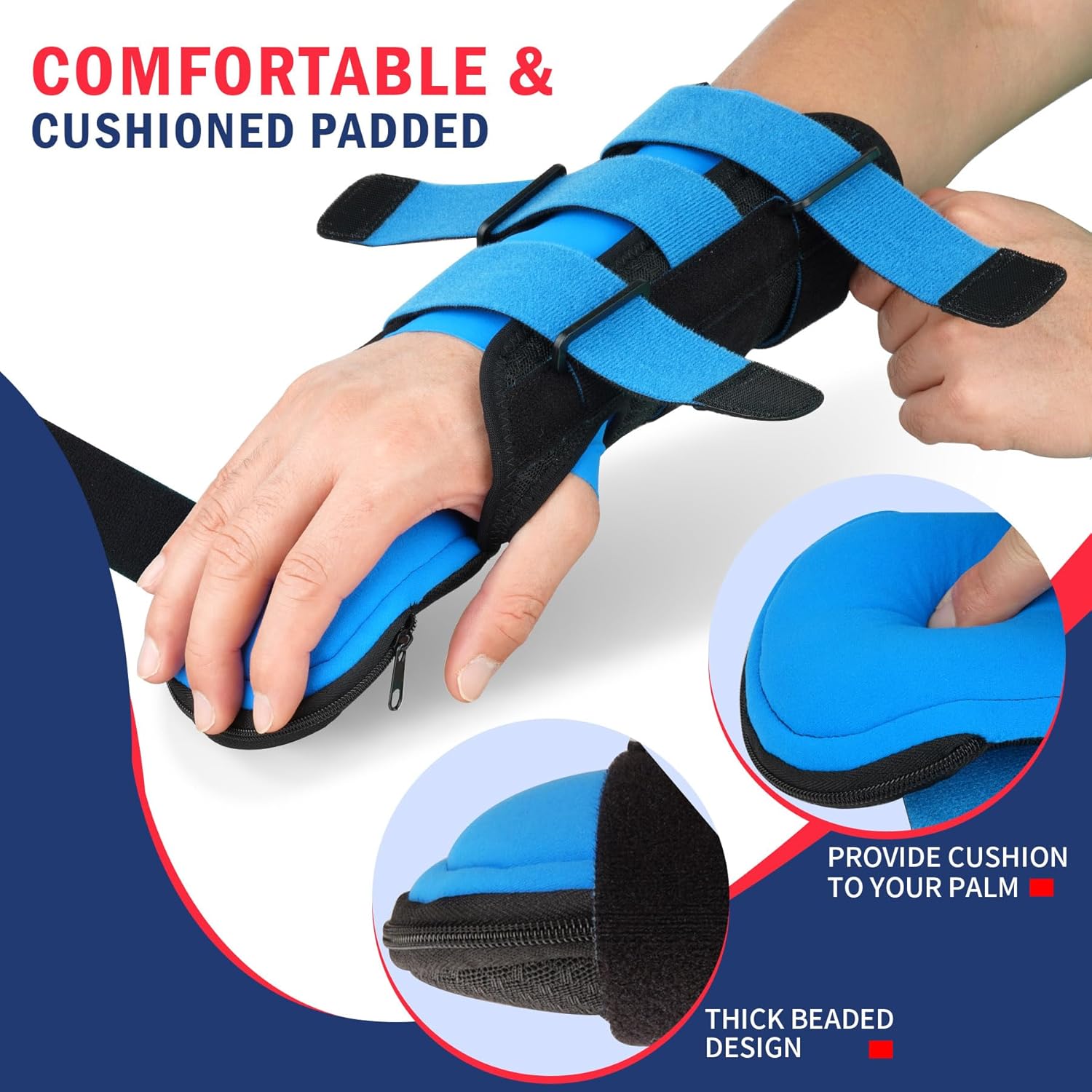FEATOL Resting Hand Splint for Stroke, Wrist Finger Brace with Removable Metal Splint

