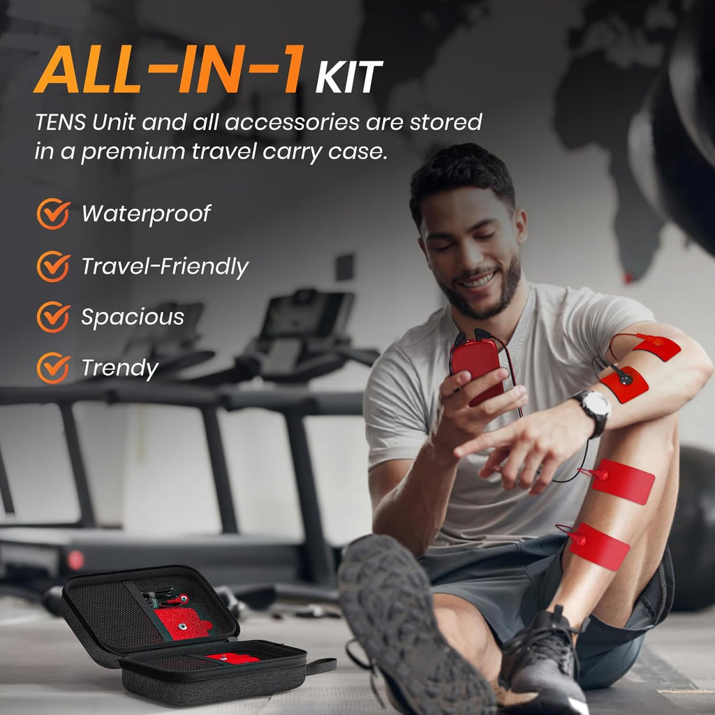 AVCOO 3-in-1 TENS EMS muscle stimulator with portable electronic pulse massager


