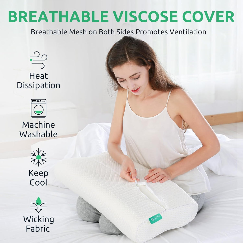 UTTU Adjustable Cervical Neck Pillow, Memory Foam Orthopedic Cooling Contour


