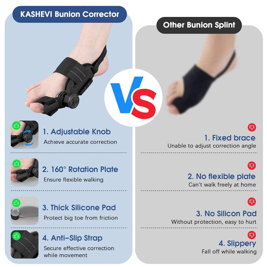 KASHEVI Adjustable Bunion Corrector for Big Toe, Hallux Valgus Splint

