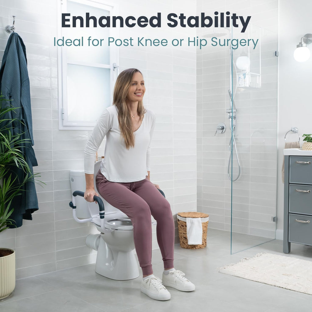 PELEGON Adjustable Toilet Safety Rails L-Shape Design, 250 lb Toilet Grab Bars

