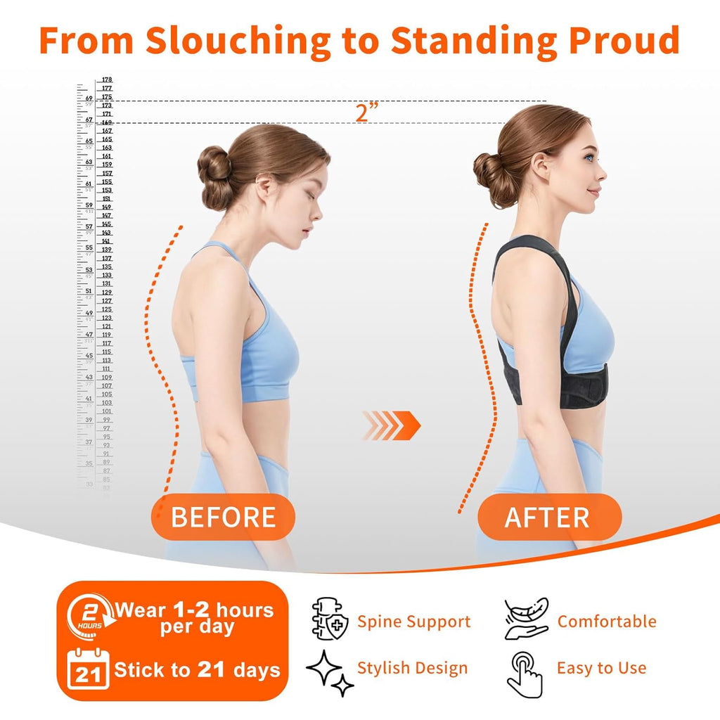 Women’s Posture Corrector Adjustable Back Straightener Breathable Back Brace

