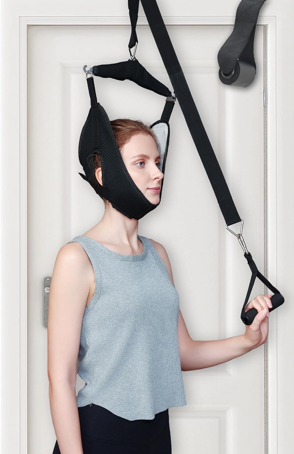 Pauline Over-the-Door Cervical Neck Traction Device for Spine Decompression Relief

