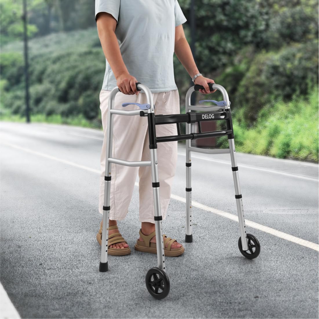 Delog Narrow Walkers for Seniors, Adjustable Width, Tight Space Support Up to 350 lb

