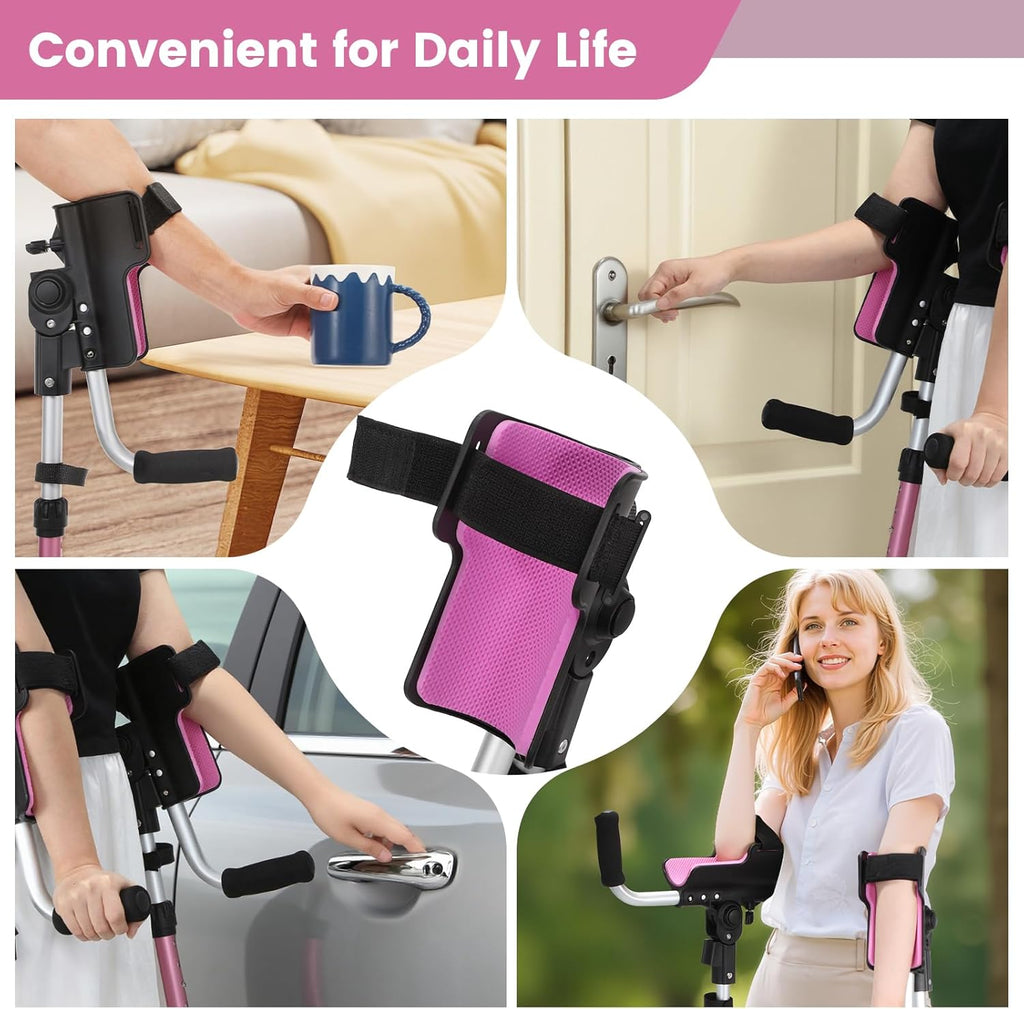 Adjustable 3-Angle Forearm Crutches for Adults, Non-Slip Rubber Tips, EVA Support

