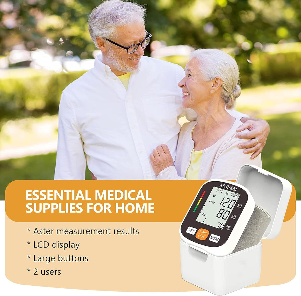 Automatic Wrist Blood Pressure Monitor with Adjustable Cuff, Large LCD, 198 Memory

