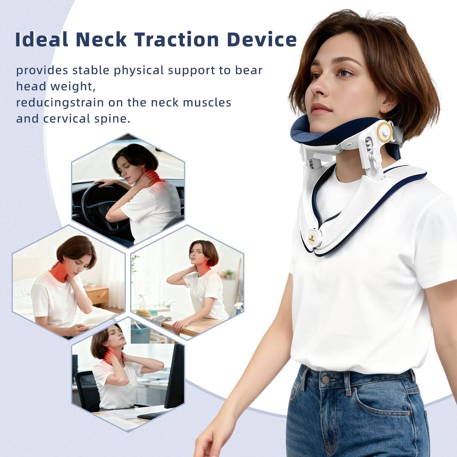 Cervical Traction Device Neck Stretcher Adjustable Support for Neck Pain Relief

