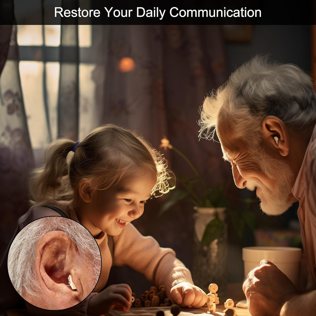 Rechargeable OTC In-Ear Hearing Aids for Seniors, Noise Reduction, Invisible

