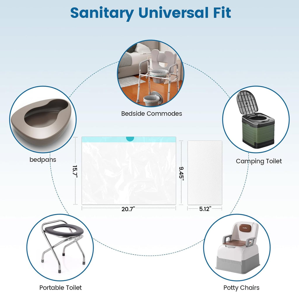 HOMLAND Commode Liners with Absorbent Inserts, Leak-Proof Portable Toilet Liners


