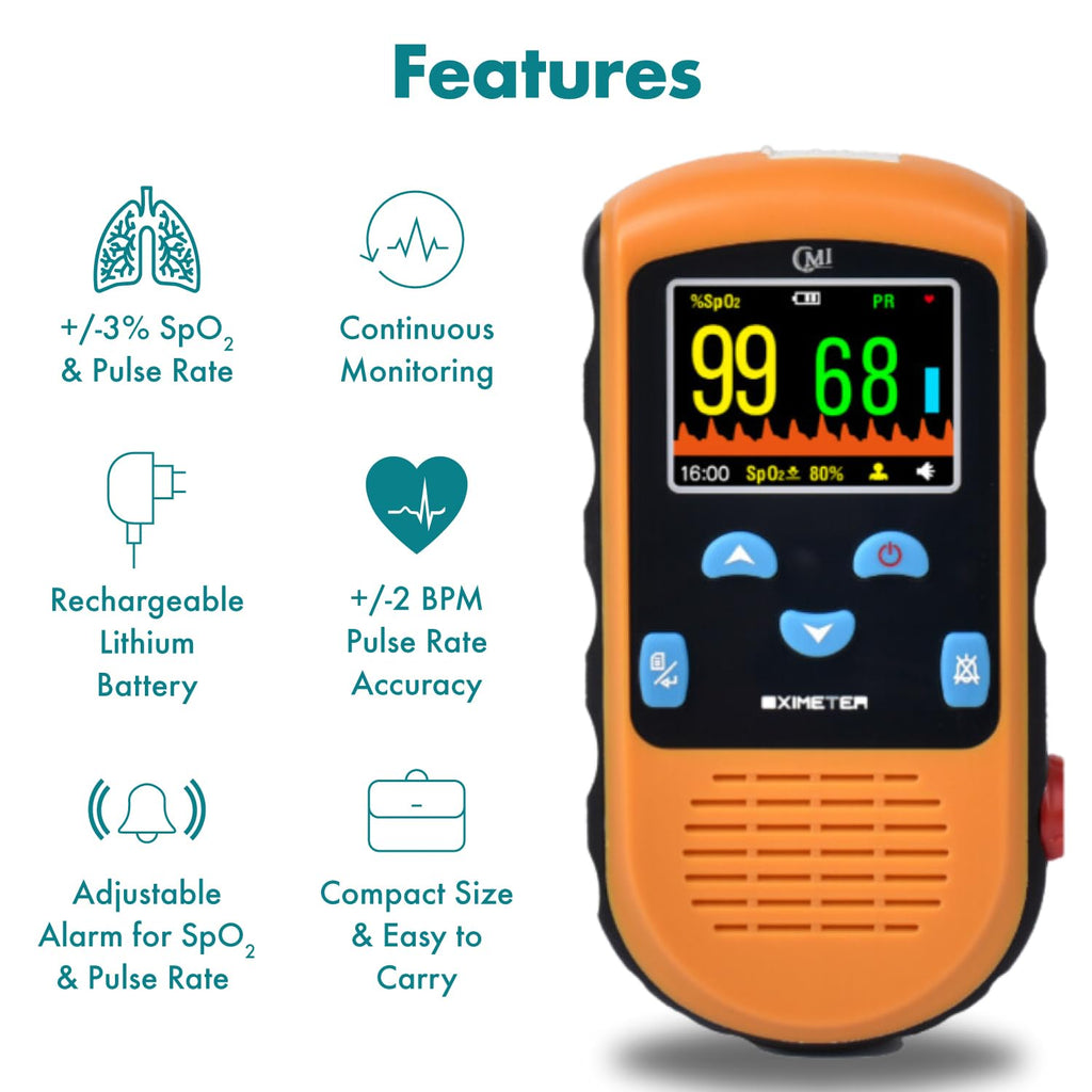 CMI Health Rechargeable Pulse Oximeter for Adult Finger, SpO2 and Pulse Monitor

