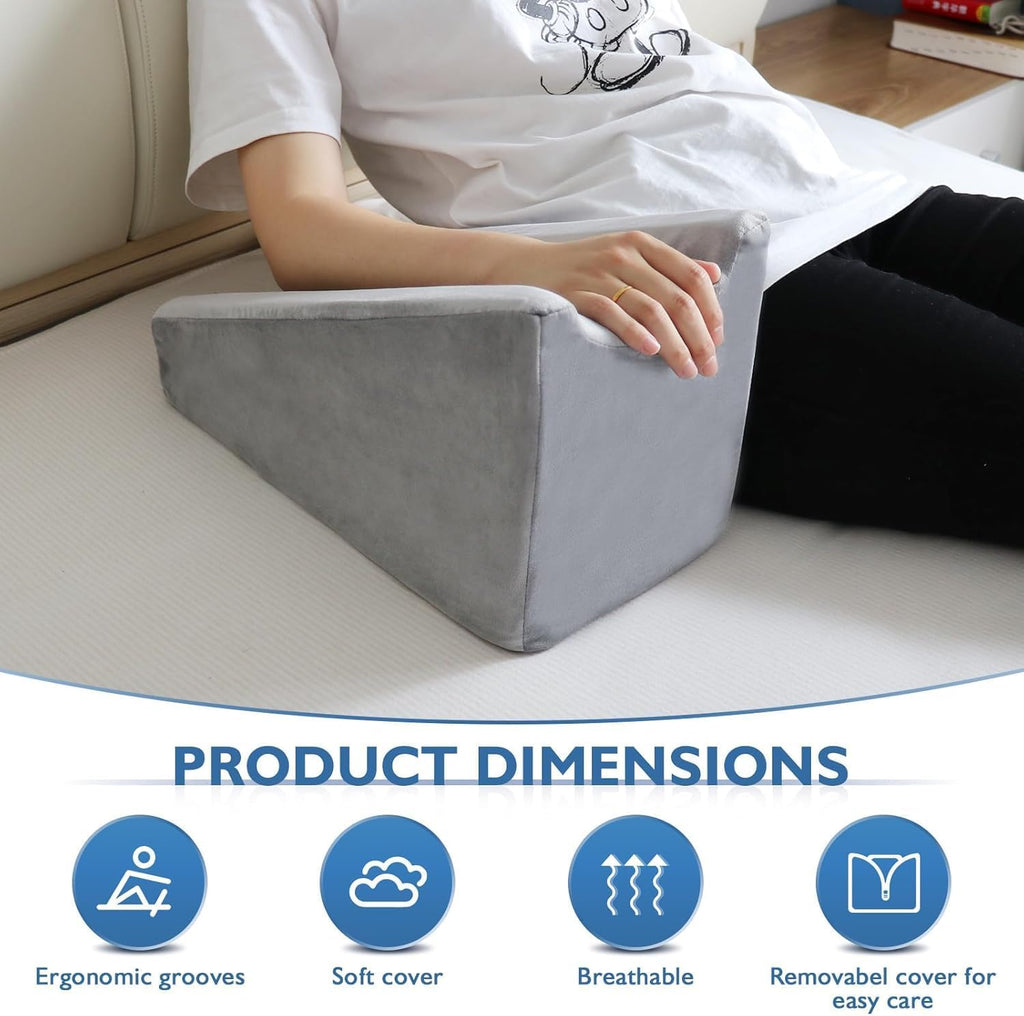 Arm Elevation Wedge Pillow with Removable Cover for Elbow, Wrist & Forearm Support

