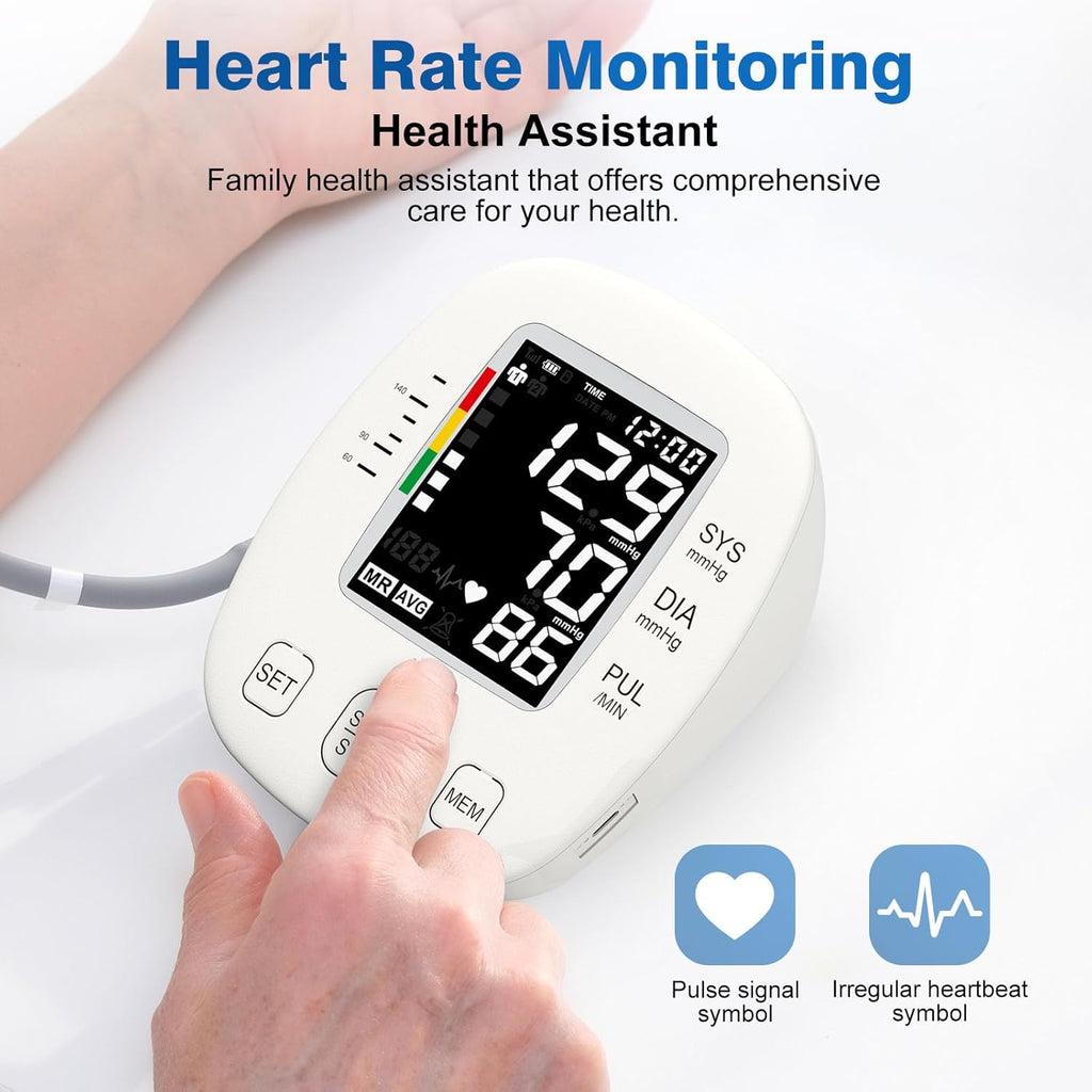 Automatic Digital Upper Arm Blood Pressure Monitor with Adjustable Cuff and HR

