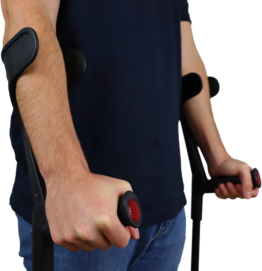 KMINA Forearm Crutches for Adults Open Cuff Adjustable Height Aluminum Orthopedic

