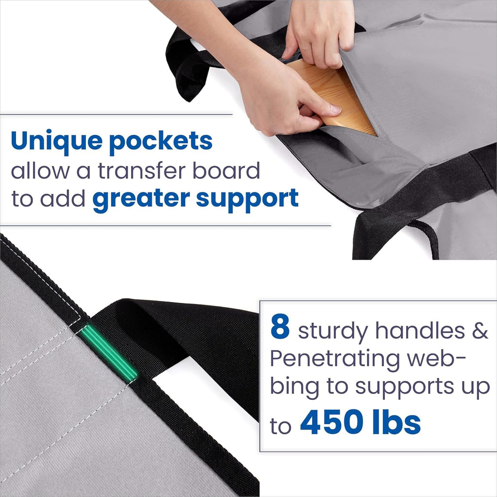 NIHAO Positioning Draw Sheet Transfer Pad with Handles, Washable Flannel 48x40

