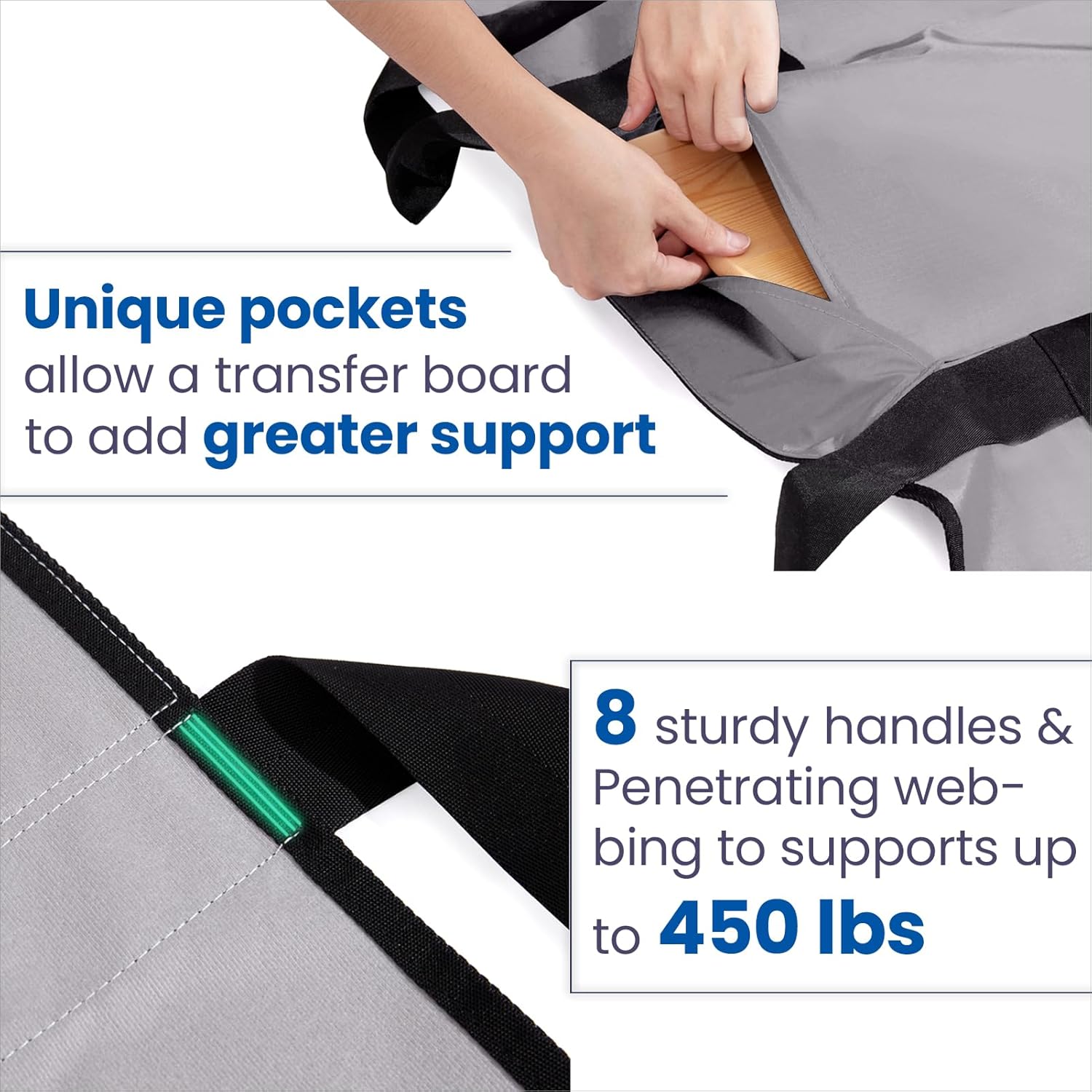 NIHAO Positioning Draw Sheet Transfer Pad with Handles, Washable Flannel 48x40

