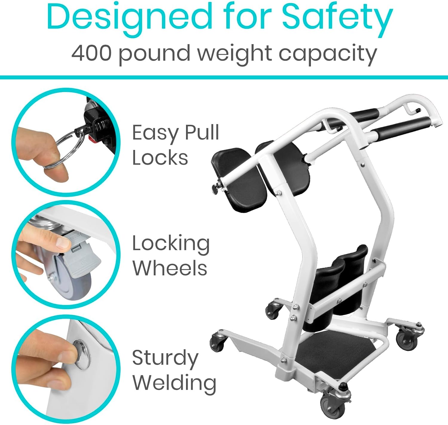 Vive Mobility Patient Mobility Assist Device with Cushioned Seat and Swivel Casters

