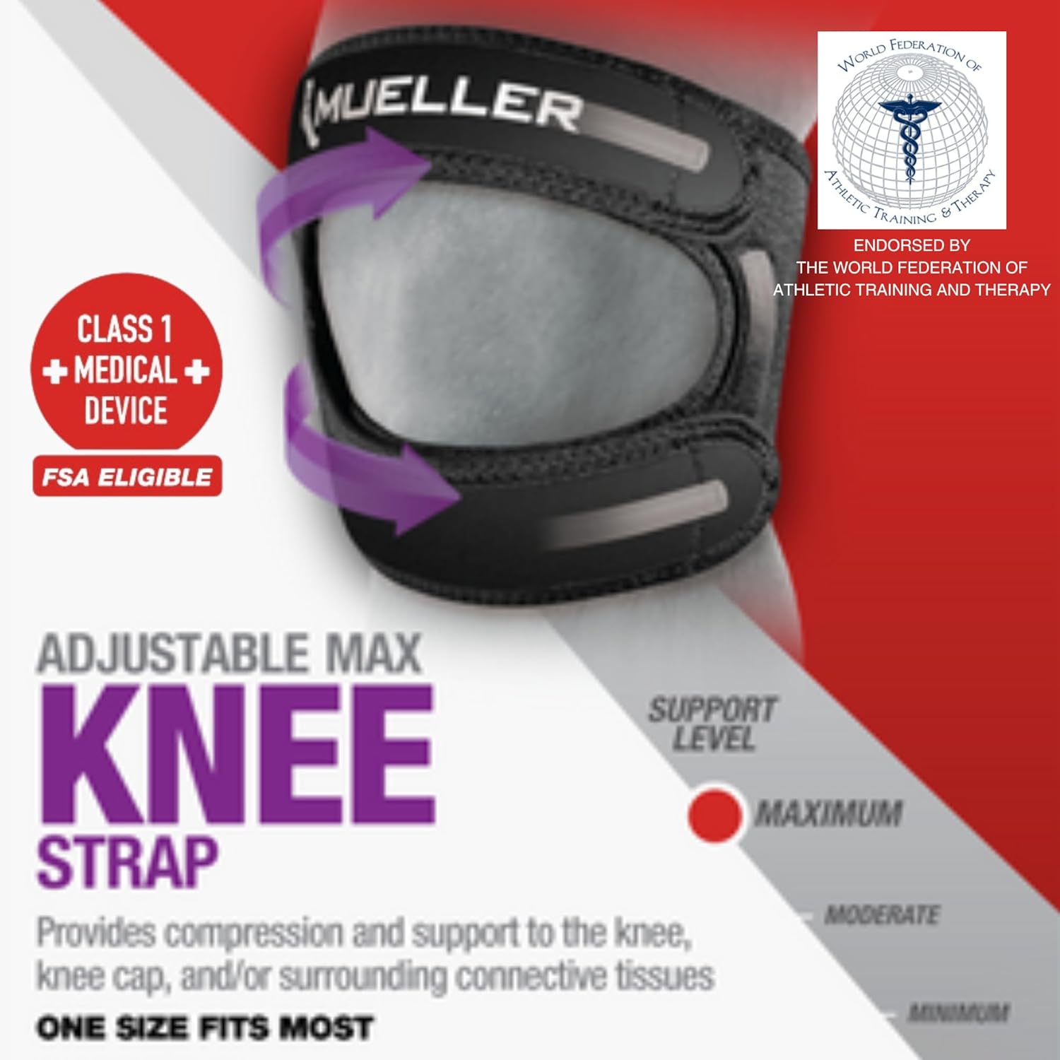 Mueller Adjustable Max Knee Strap for Compression & Pain Relief Support

