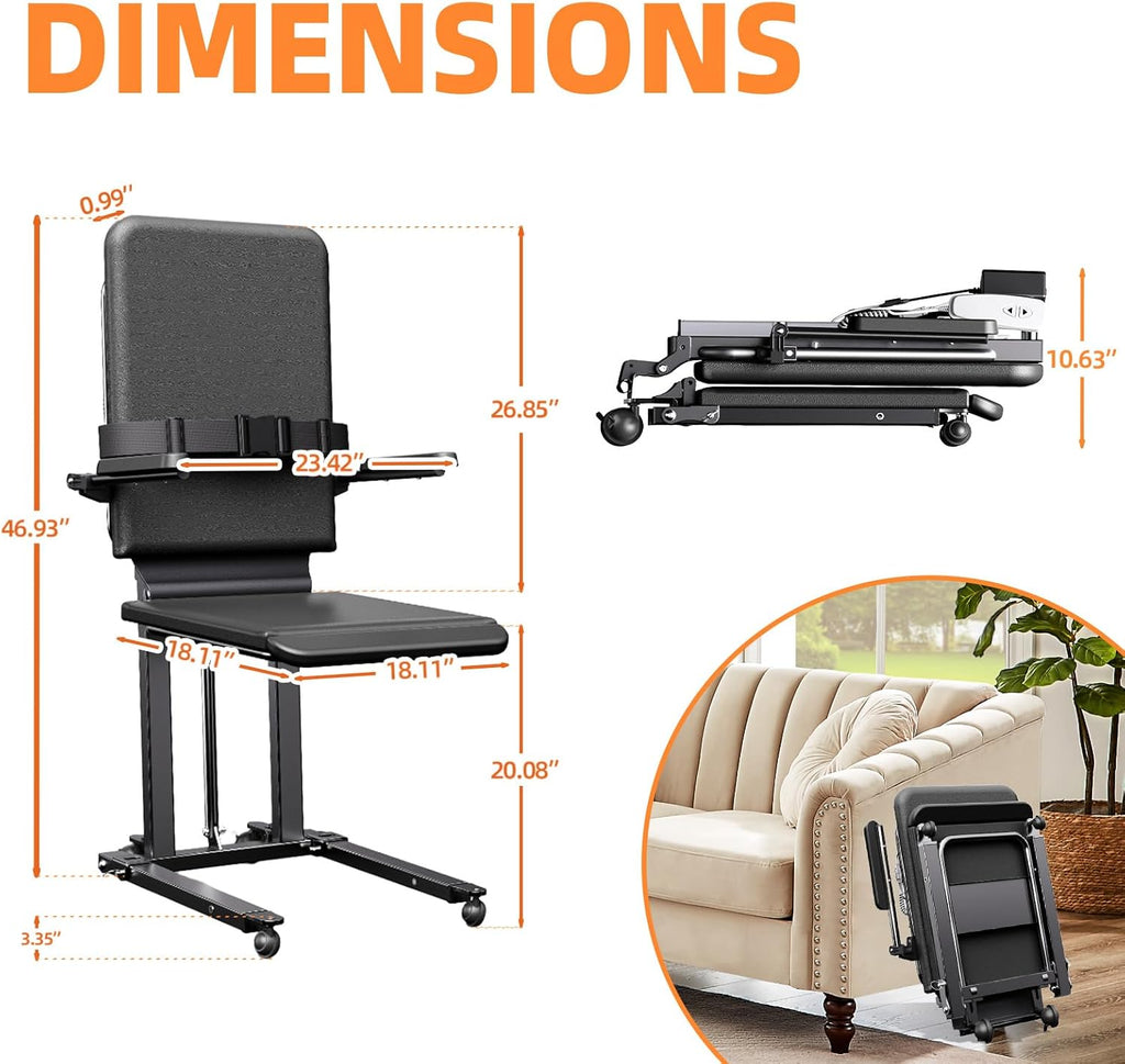 Electric Lift Chair with Floor-to-Stand Assistance, PU Cushion, Safety Rails and Belt

