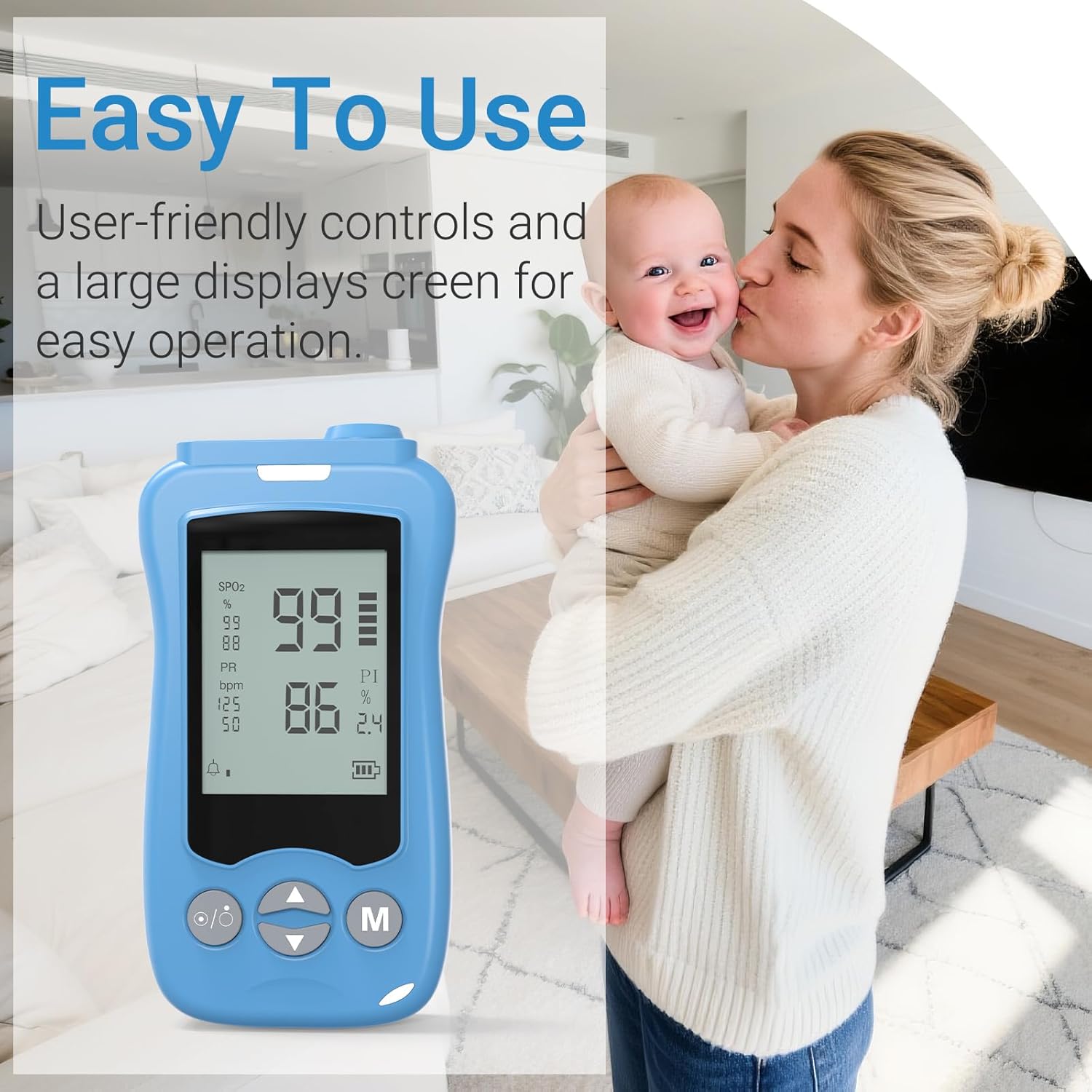 Handheld Fingertip Pulse Oximeter Medical Grade for Kids Adults with Alarm

