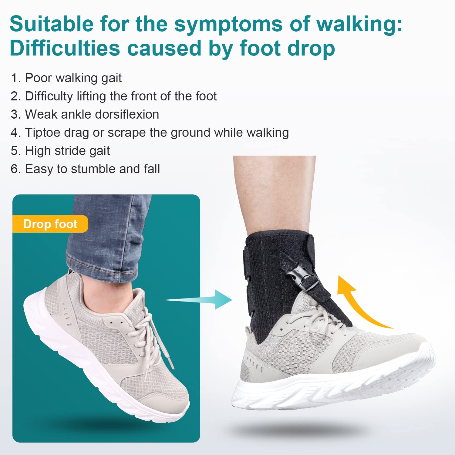Pozpo Foot Drop Brace for Walking, AFO Ankle Lifting Splint

