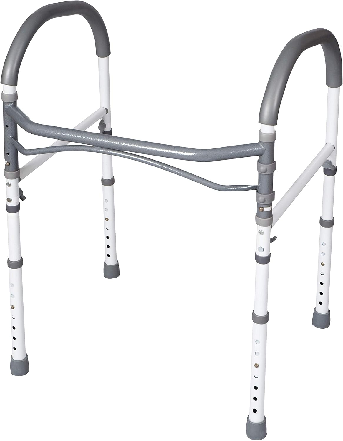 Carex Adjustable Toilet Safety Rail with Handles, Non-Slip Padded Grab Bar Frame

