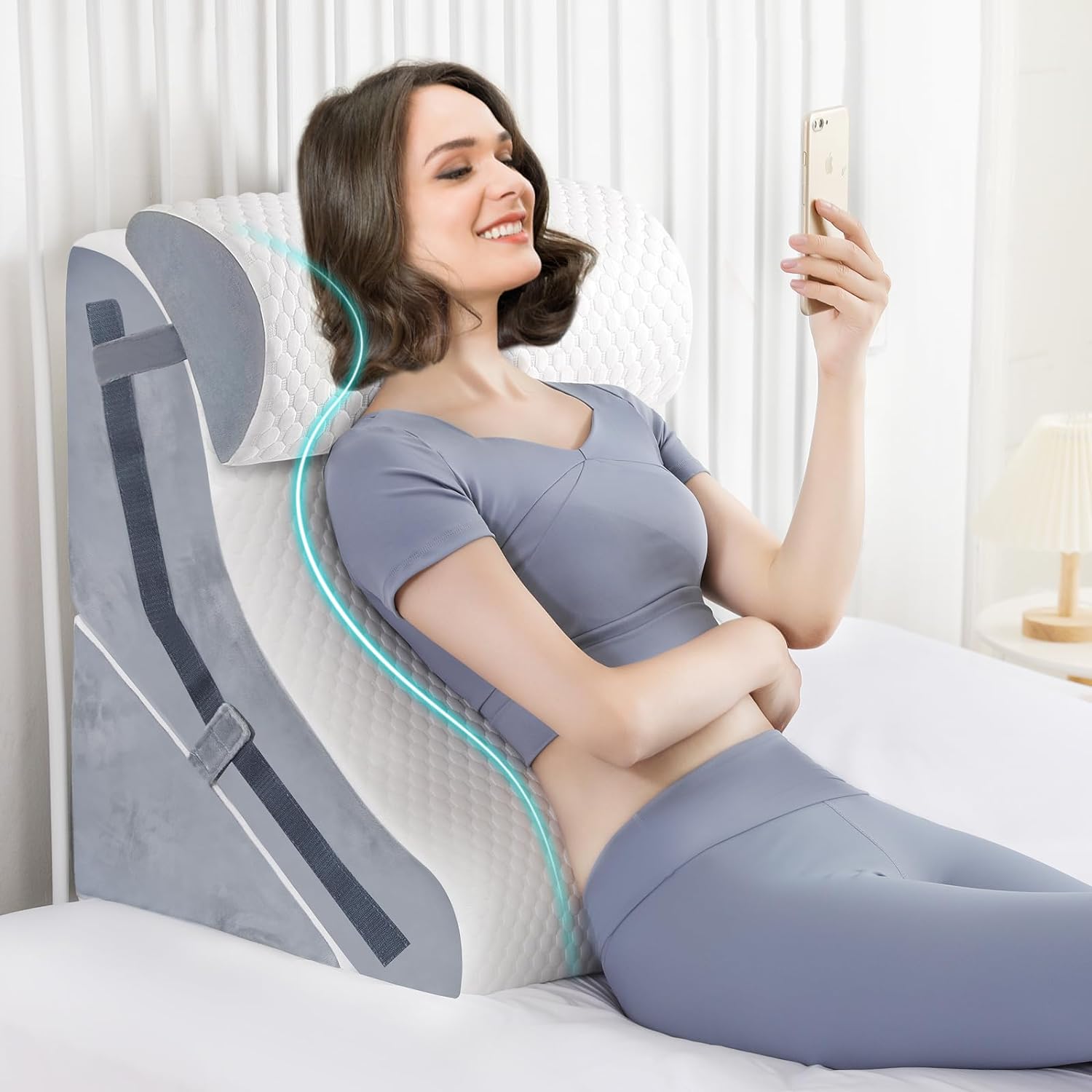 Bed Wedge Pillow Set for Sleeping, Memory Foam Incline Post Surgery Support

