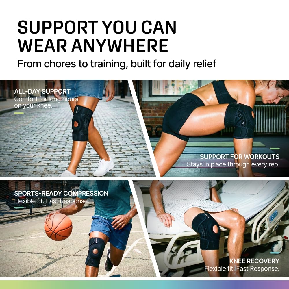 Modvel Knee Brace with Side Stabilizers and Patella Gel Pads, Compression Sleeve

