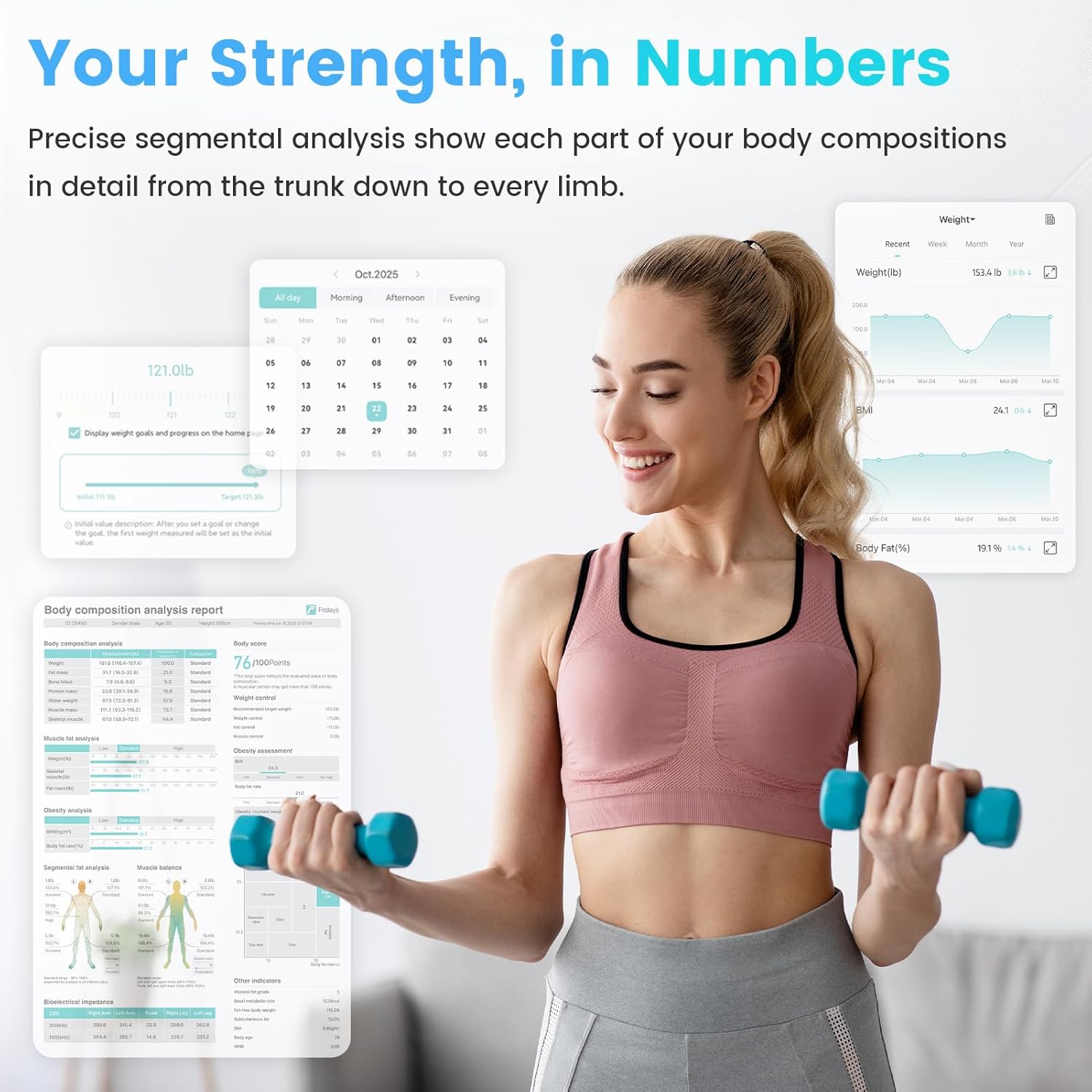 CLORIS Digital Smart Scale 8-Electrode Body Fat BMI Bluetooth App Body Composition

