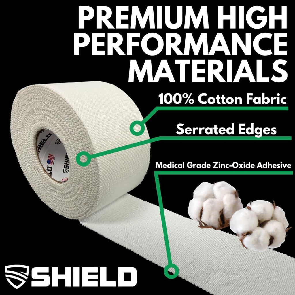 SHIELD Athletic Tape 1.5 in x 15 yd, 32-Roll Bulk Pack, Cotton, Easy Tear

