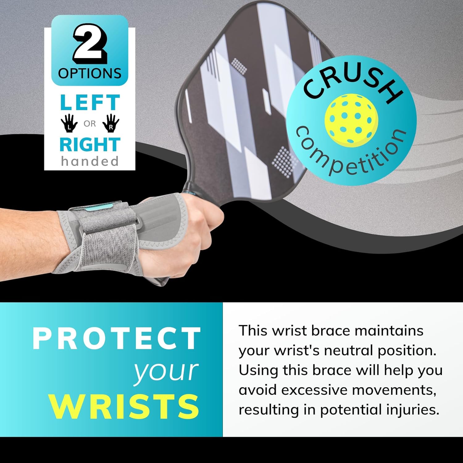 BraceAbility Wrist Support Brace for Tennis, Pickleball, Sports Injury Relief

