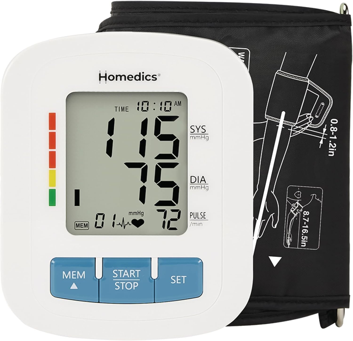 HoMedics Upper Arm Blood Pressure Monitor, One-Touch, Irregular Heartbeat Detector

